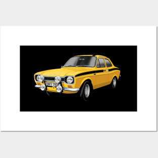 Mk 1 Ford Escort Mexico in yellow Posters and Art